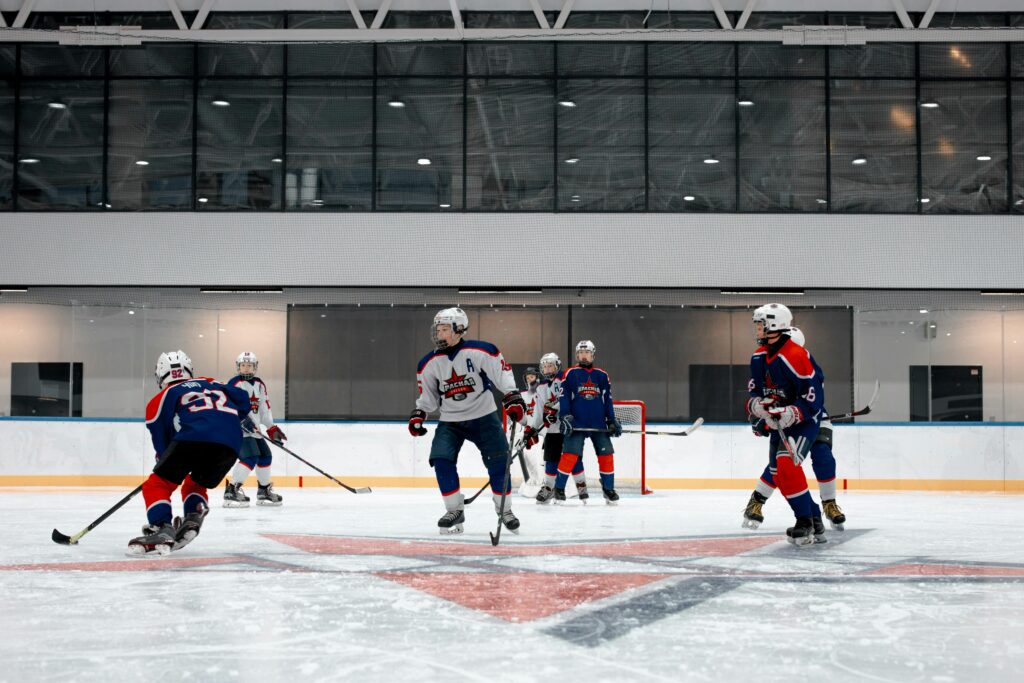 lední Hokej, playing ice-hockey in the ice hall